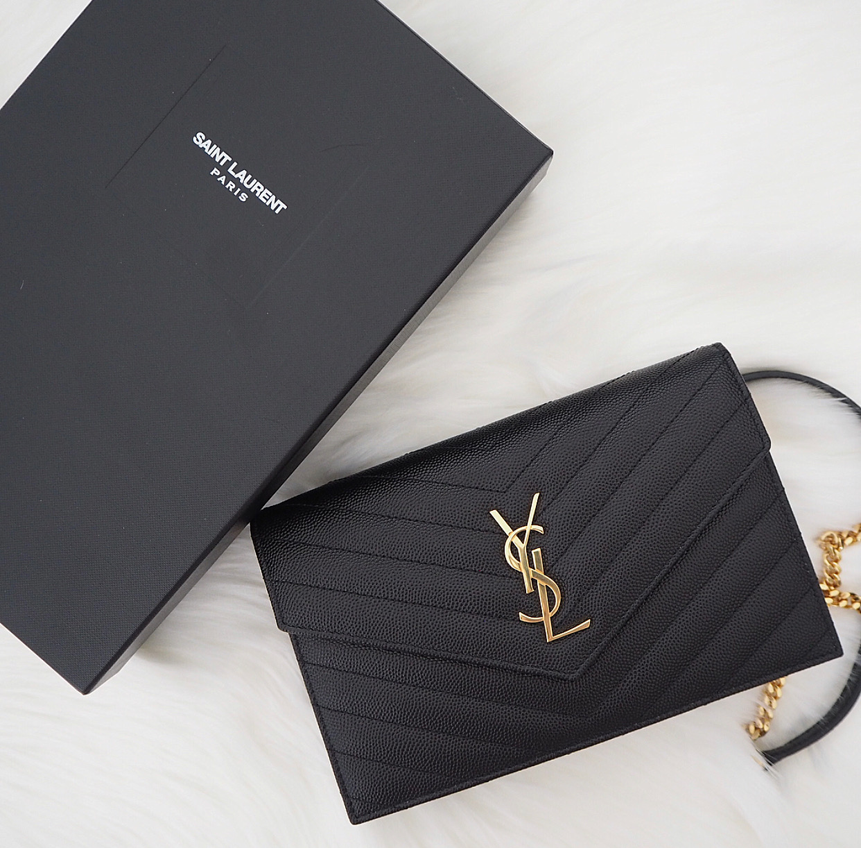 saint laurent envelope chain wallet